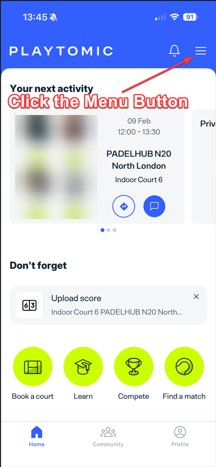 Menu button location